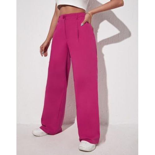 Leriya Fashion Trousers for Women - Black Pants (X-Large, Pink)