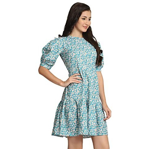 Leriya Fashion One Piece Dress for Women| Midi Dress for Women| Birthday Dress for Women (Large, SkyBlue)