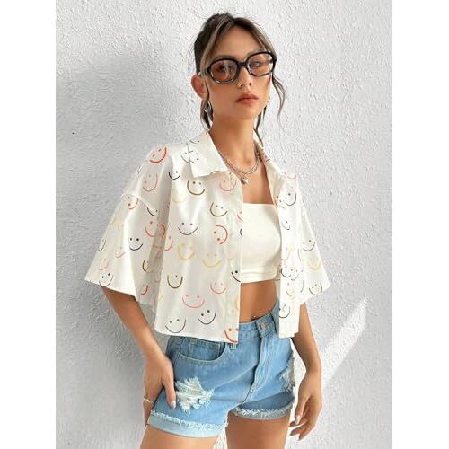 Leriya Fashion Oversized Corp Shirt for Women | Crop Shirt for Women Stylish Western | Short Shirt for Women (X-Large, White)