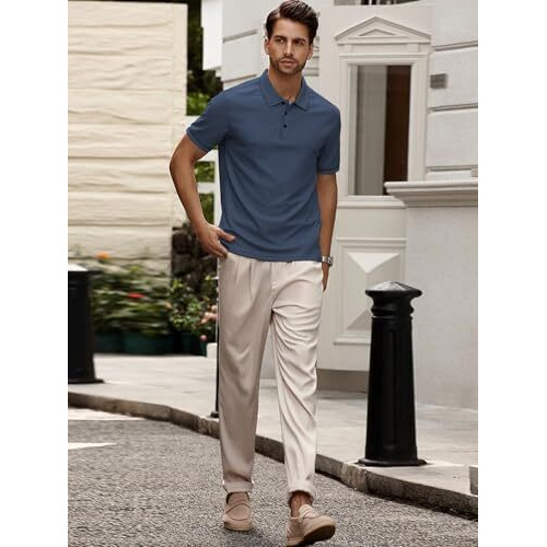 Leriya Fashion Solid Regular Fit Casual Old Money Polo t Shirt for Men (LF-MT-1138_Blue S)