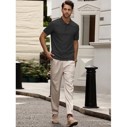 Leriya Fashion Solid Regular Fit Casual Old Money Polo t Shirt for Men (LF-MT-1138_Grey 2XL)