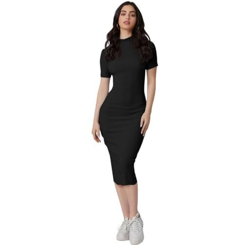 Leriya Fashion One-Piece Dress for Women Bodycon Long | Birthday Dress for Women(Small, Black)