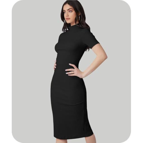 Leriya Fashion One-Piece Dress for Women Bodycon Long | Birthday Dress for Women(Small, Black)
