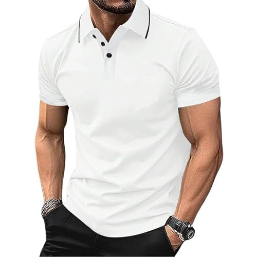 Leriya Fashion Solid Regular Fit Casual Old Money Polo t Shirt for Men (LF-MT-1124_White L)