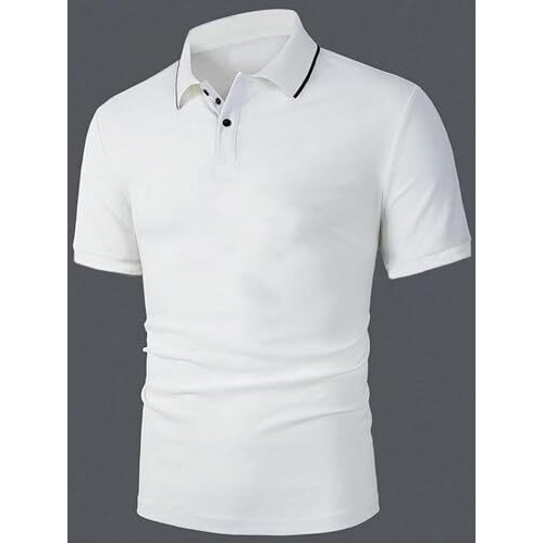 Leriya Fashion Solid Regular Fit Casual Old Money Polo t Shirt for Men (LF-MT-1124_White L)
