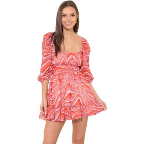Leriya Fashion Women's Rayon Fit and Flare Mini Western Dress (LF-WD1175_Pink