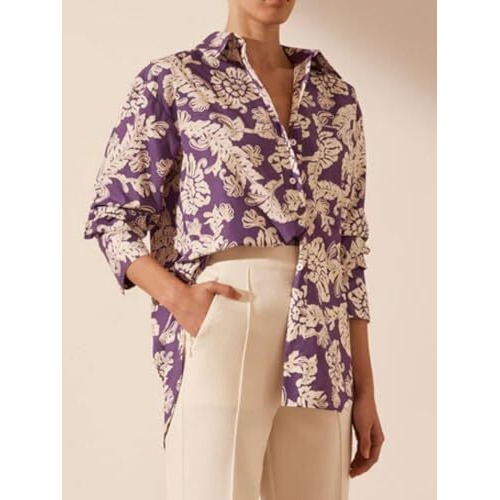 Leriya Fashion Women's Floral Regular Fit Shirt (LF-W1654-01_Purple S)