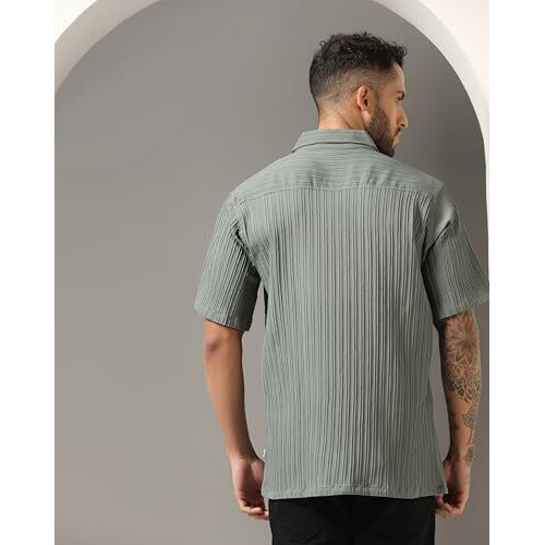 Leriya Fashion Textured Shirts for Men | Casual Regular Fit Shirt for Men | Shirt for Men| Men Stylish Shirt | Men Fancy Shirt | | Shirts (Small, Green) Lf-Ms-6140