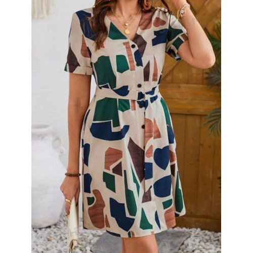 Leriya Fashion Women Rayon Above The Knee Western Casual Dress (LF-WD1193-01_Multicolour-1_L)