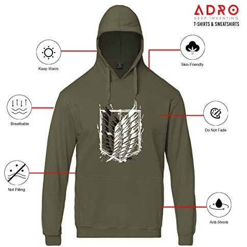 ADRO Men's Cotton Neck Hooded Sweatshirt (H22-M-WINN-OL_Olive_M)