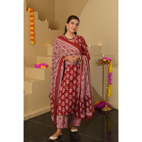 Kurta Set For Women || 3 Pic Kurta For Women (SP-245-247) (Maroon, M)