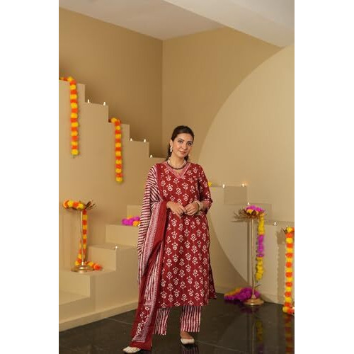 Kurta Set For Women || 3 Pic Kurta For Women (SP-245-247) (Maroon, M)