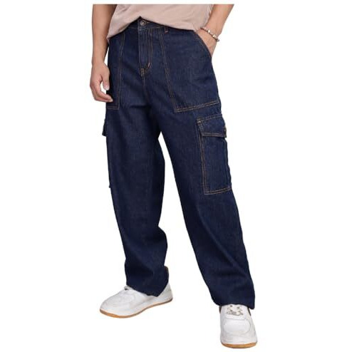 INKD Men's Relaxed Jeans (INKSS25MJN-603_Sapphire Sphere