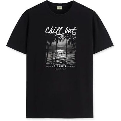 ADRO Mens Nature Graphic Tshirt - Premium Cotton T-Shirt with Stunning Nature Design - Best for Outdoor Enthusiasts Print Black T Shirt|RN24-CHILL-BL-2XL