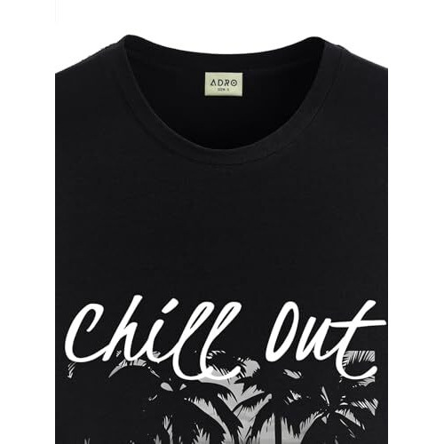 ADRO Mens Nature Graphic Tshirt - Premium Cotton T-Shirt with Stunning Nature Design - Best for Outdoor Enthusiasts Print Black T Shirt|RN24-CHILL-BL-2XL