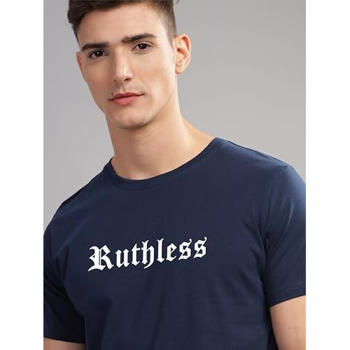 ADRO Mens Printed T Shirt - Premium Cotton Graphic Printed Tshirt - Navy Blue T-Shirt - RN24-RUTH-NB-XL