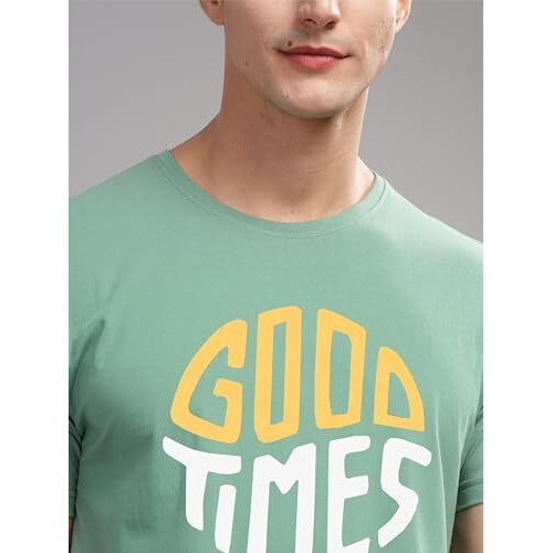 ADRO Mens Printed T Shirt - Premium Cotton Graphic Printed Tshirt - Pista T-Shirt - RN24-TIME-PT-XL