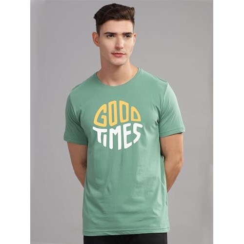 ADRO Mens Printed T Shirt - Premium Cotton Graphic Printed Tshirt - Pista T-Shirt - RN24-TIME-PT-XL
