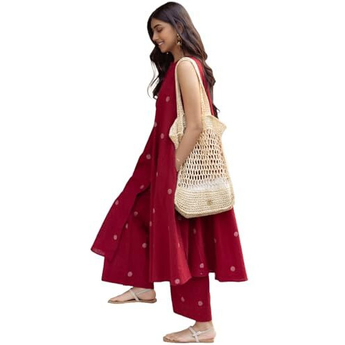 GoSriKi Women's Rayon Blend Straight Printed Kurta with Palazzo (DEEKSHA RED-GS_L_Red_Large)