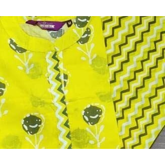 ANNI DESIGNER Women's Pure Cotton Flower Print Kurta with Palazzo (Yellow Flower_S_Yellow_Small)