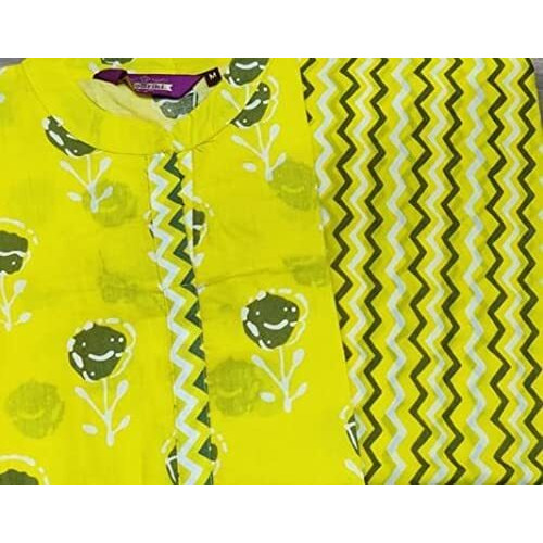 ANNI DESIGNER Women's Pure Cotton Flower Print Kurta with Palazzo (Yellow Flower_S_Yellow_Small)
