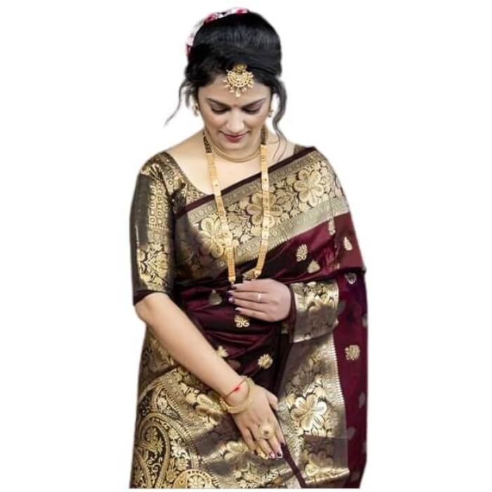 Yashika Women's Zari Woven Cotton Silk Jacquard Saree with Unstitched Blouse Material (AZ-YS-OG1-JYOTIKA Maroon