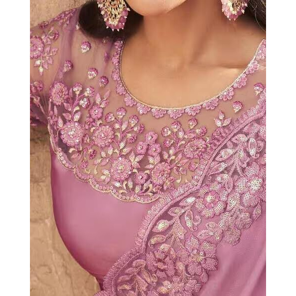 Yashika Woven Women's Silk Embroidered Heavy Border Saree with Unstitched Blouse Material (AZ-YS-OG-Belly Pink)