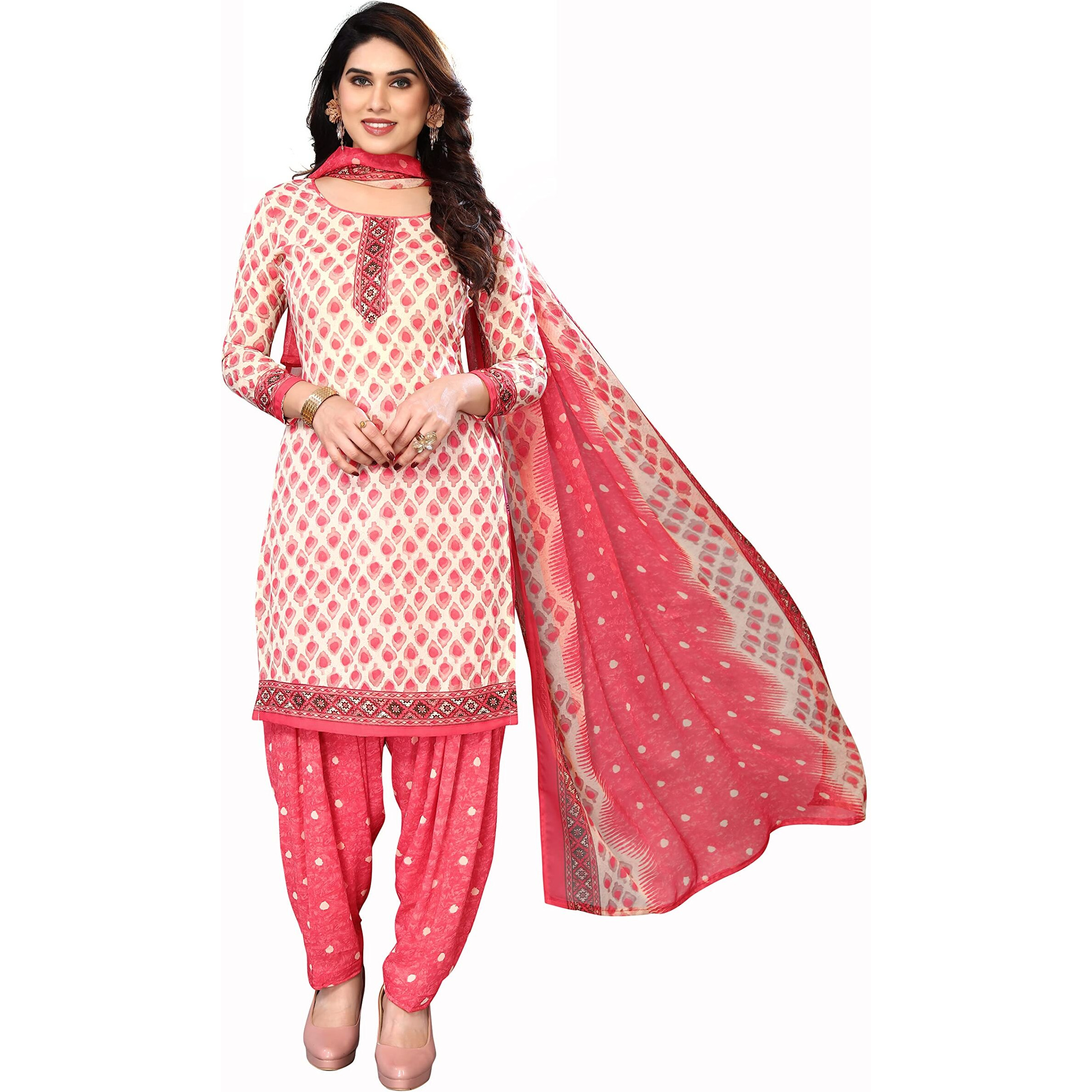 Yashika Women's Crepe Printed Unstitched Salwar Suit Dress Material With Dupatta(NEW-JESIKA PINK)