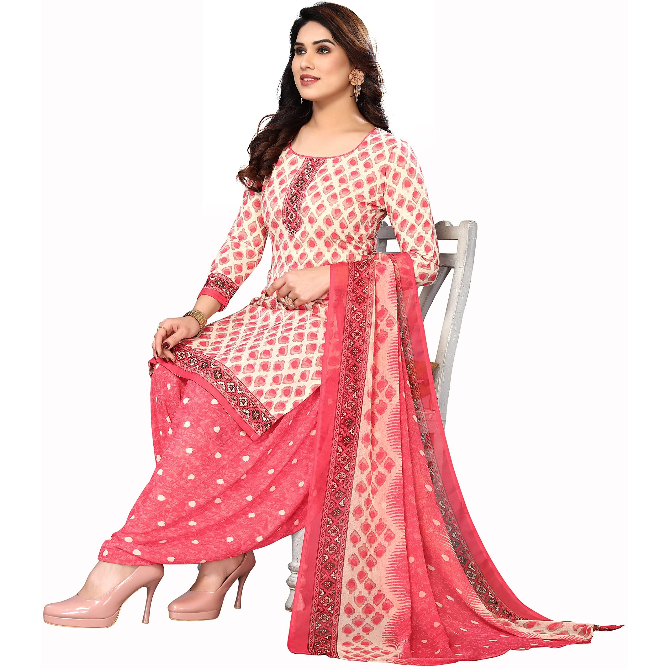 Yashika Women's Crepe Printed Unstitched Salwar Suit Dress Material With Dupatta(NEW-JESIKA PINK)