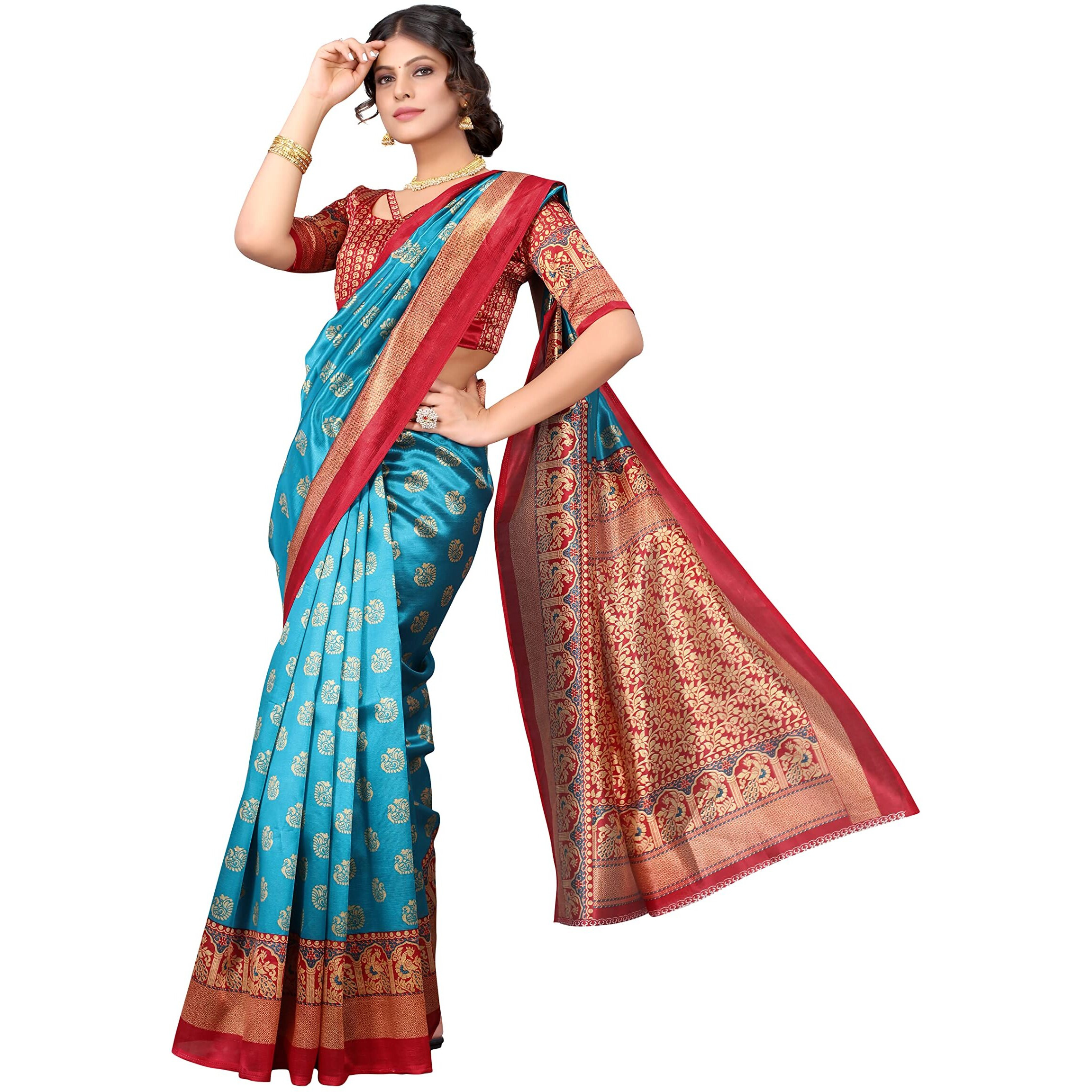 Yashika Women's Jacquard Art Silk Standard Length Saree (Minali Rama_R)