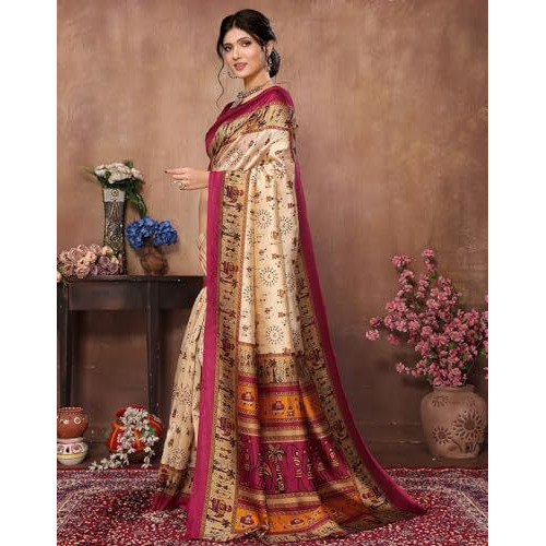 Yashika Women's Woven Saree with Matching Unstitched Blouse and Soft Art Silk Fabric Ultimate Comfort-Suitable for Parties, Festivals, Weddings (AZ-YS-P1-POORVI-Parent_Chiku Maroon)