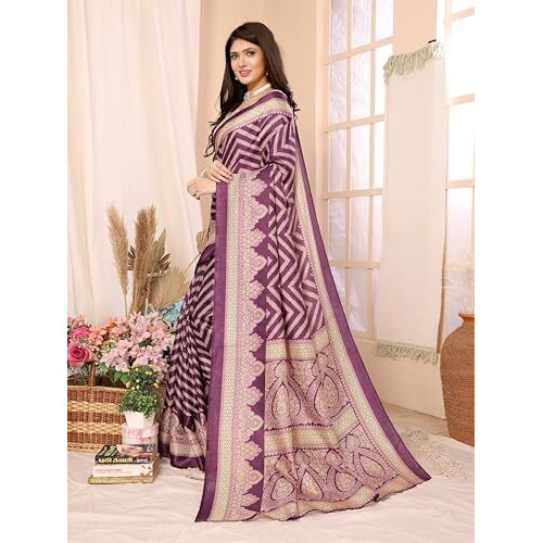 Yashika Women's Woven Printed Art Silk Saree with Unstitched Blouse Material (AZ-YS-P1-BINDU-Parent_Purple)