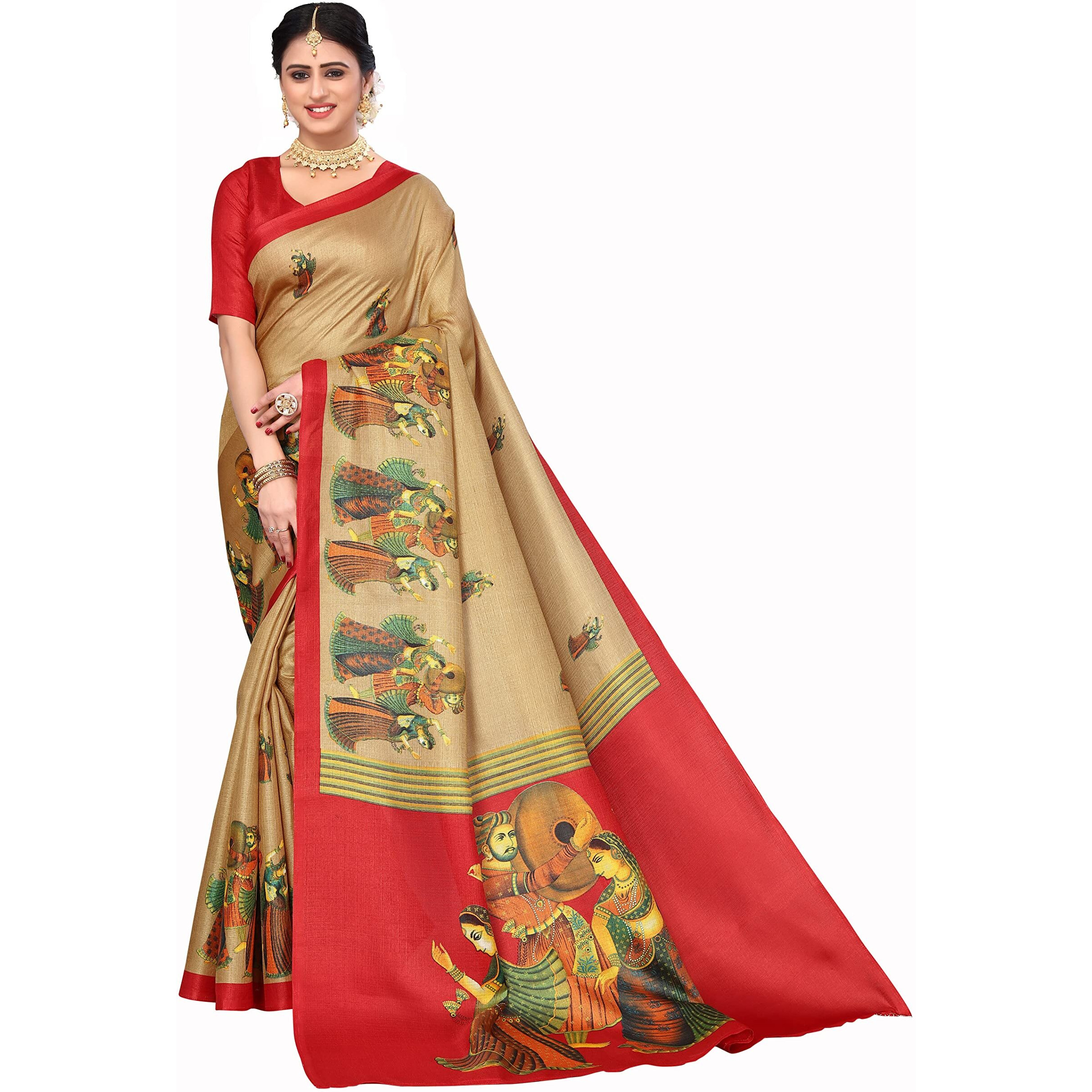 Yashika Women's Art Silk Saree with Blouse Piece (New-RAJARANI CHIKU)