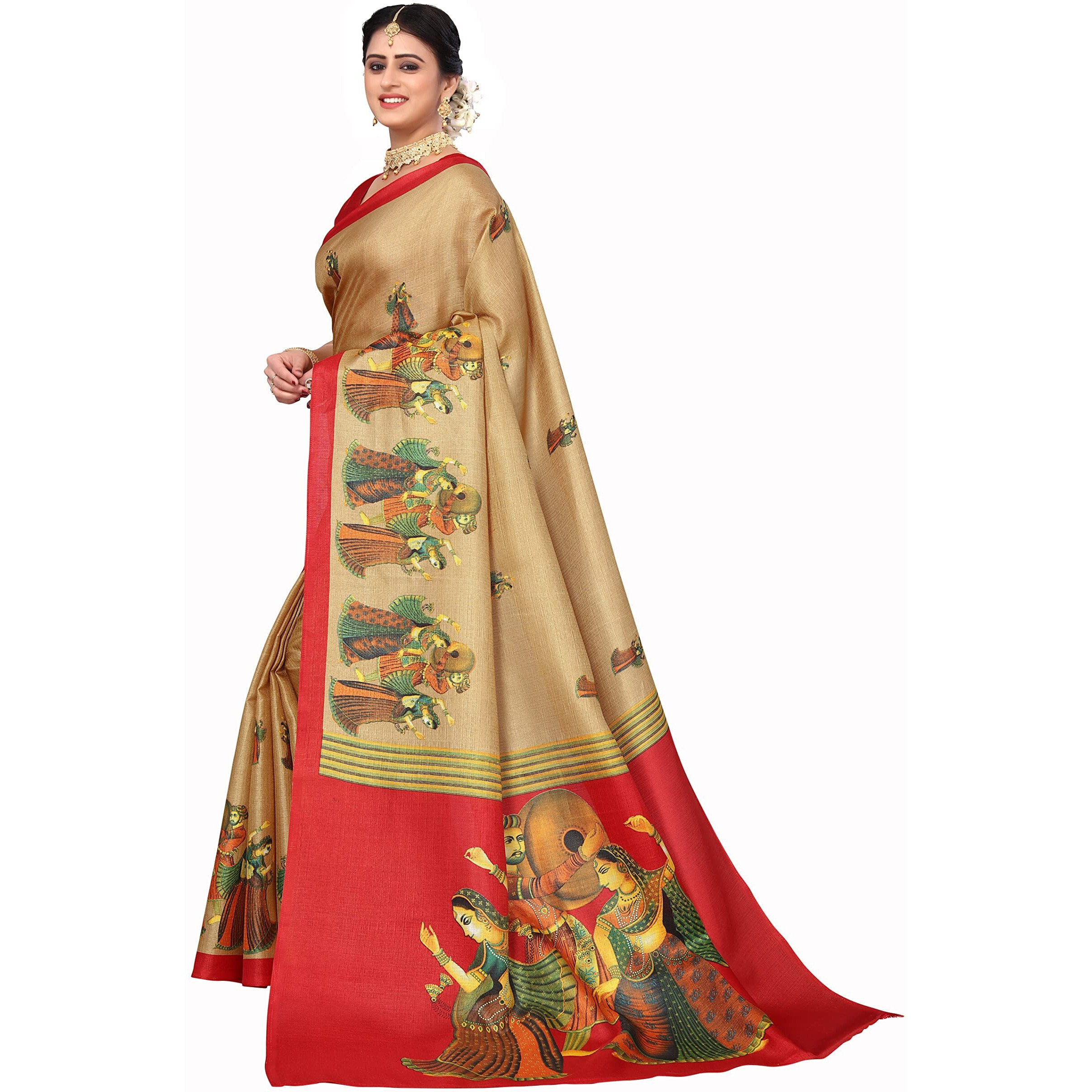 Yashika Women's Art Silk Saree with Blouse Piece (New-RAJARANI CHIKU)