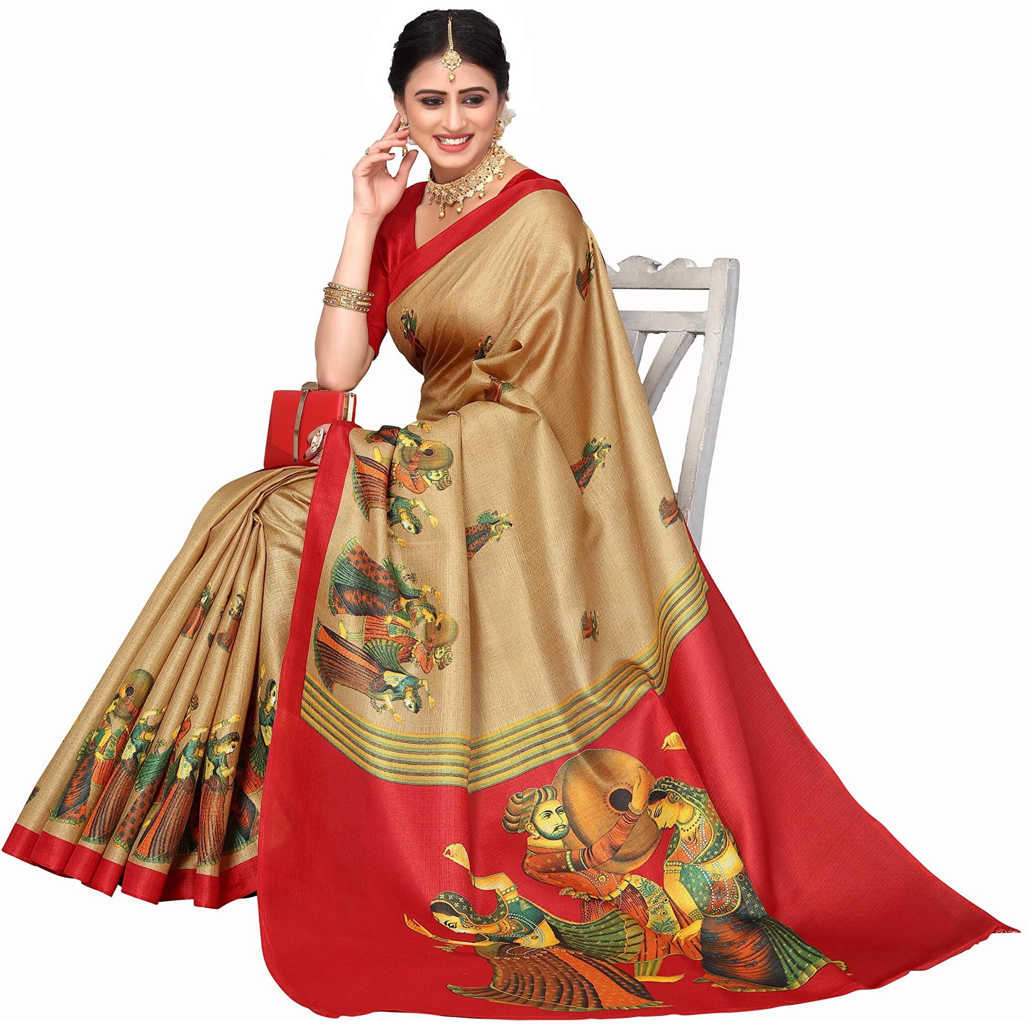 Yashika Women's Art Silk Saree with Blouse Piece (New-RAJARANI CHIKU)