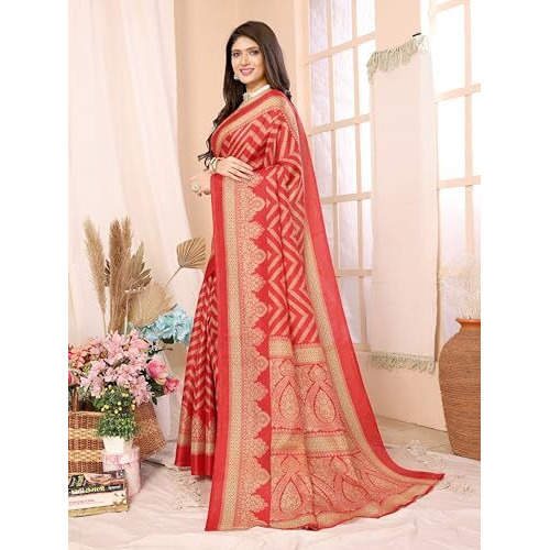 Yashika Women's Woven Printed Art Silk Saree with Unstitched Blouse Material (AZ-YS-P1-BINDU-Parent_Red)