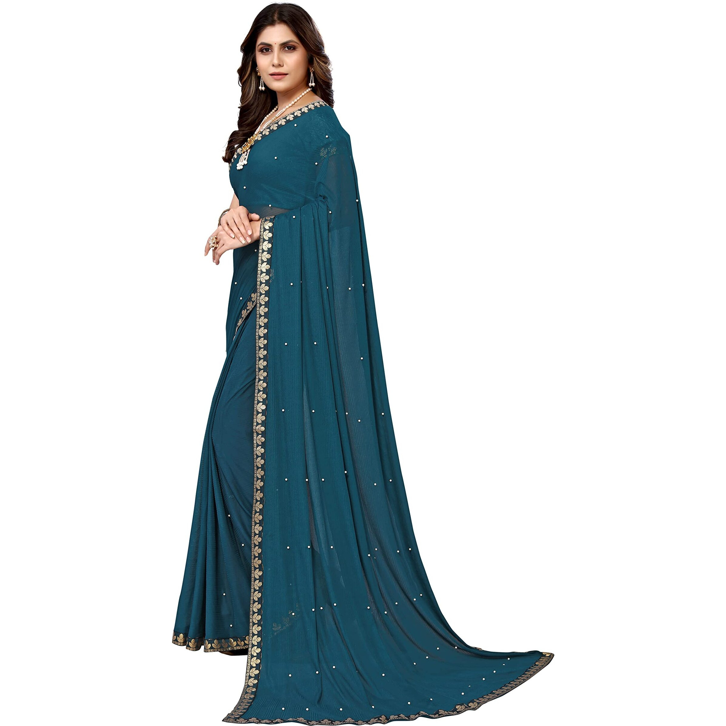 Yashika Women's Lycra Blend Saree (AARIYA RAMA