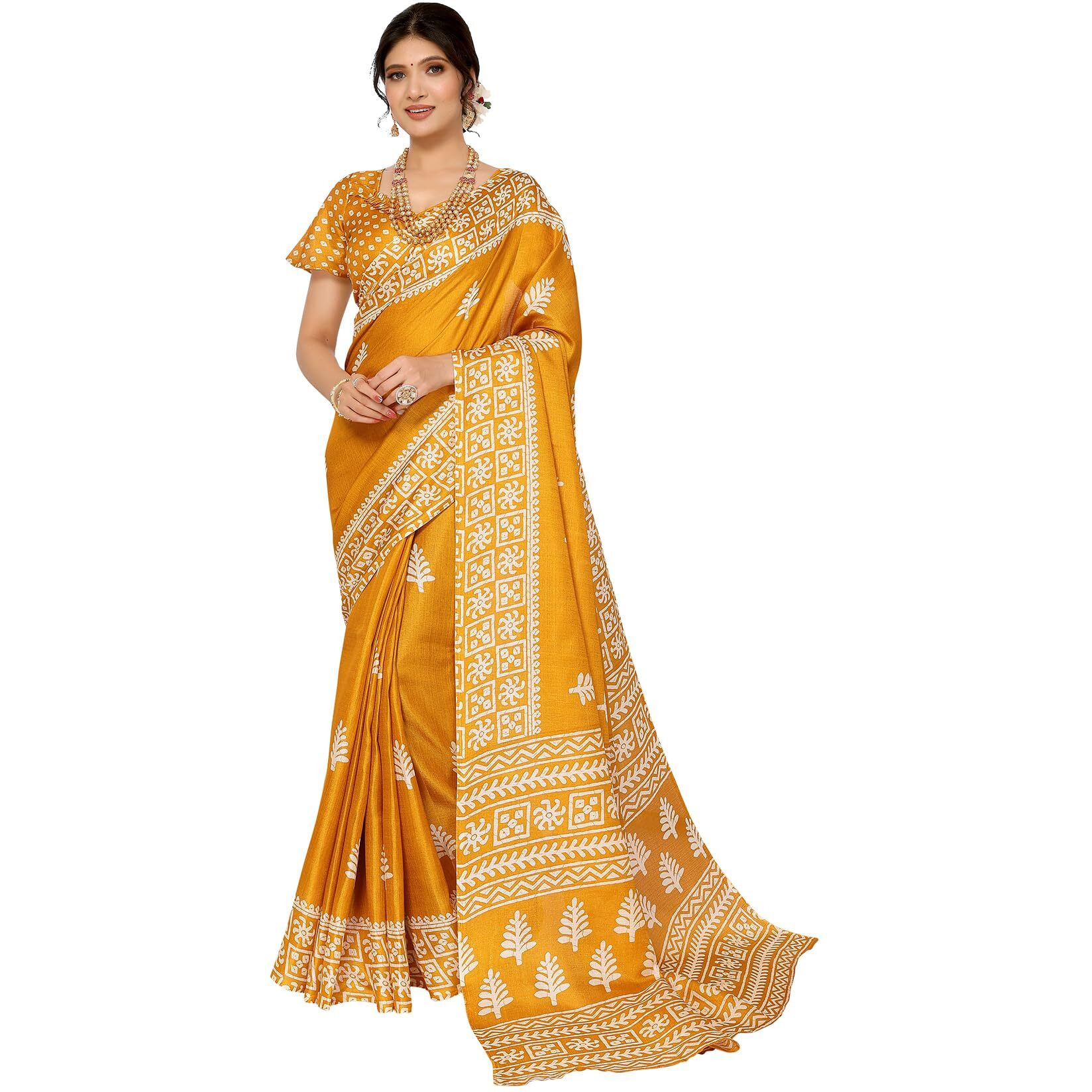 Yashika Women's Woven Printed Art Silk Saree with Unstitched Blouse Material (AZ-YS-P1-KAMAKSHI-RADHA-Parent_Mustard)
