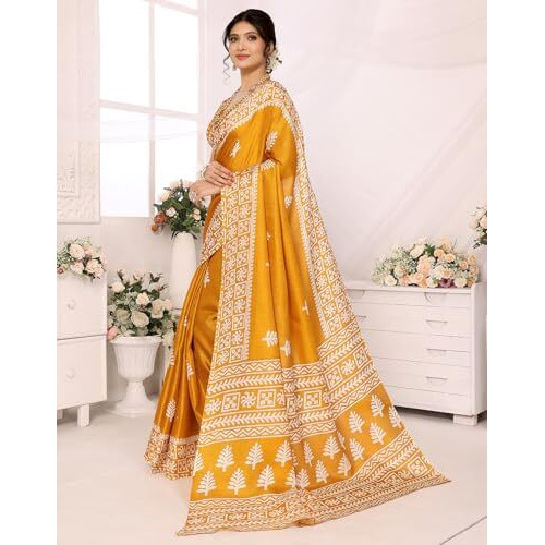 Yashika Women's Woven Printed Art Silk Saree with Unstitched Blouse Material (AZ-YS-P1-KAMAKSHI-RADHA-Parent_Mustard)
