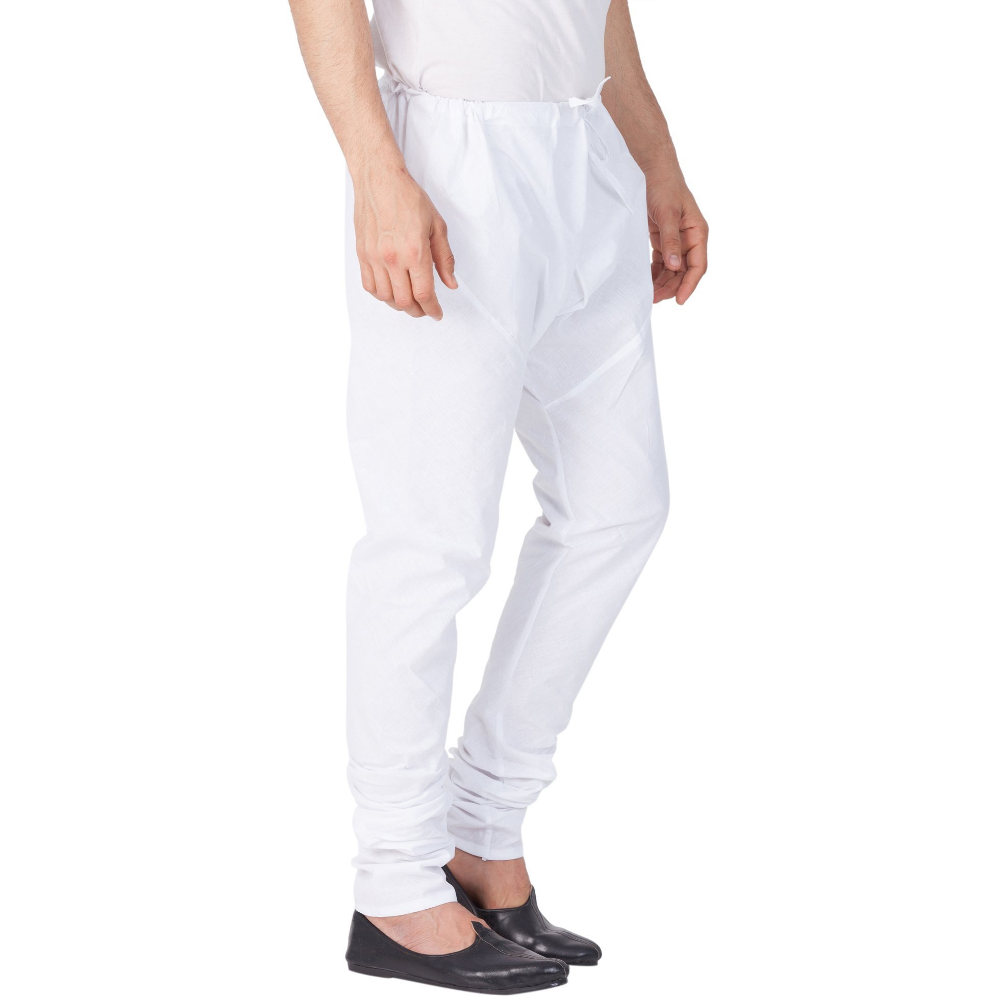 VASTRAMAY Men's White Pure Cotton Churidar Pyjama | Traditional Ethnic Wear for Weddings, Festivals & Casual Outfits