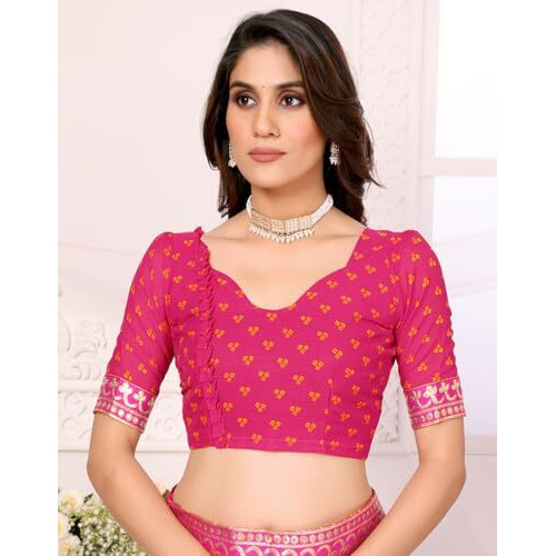 Yashika Women's Woven Latest Georgette Saree with Lace and Blouse Material (AZ-YS-P1-AACHAL-KORAM-Parent_Pink)