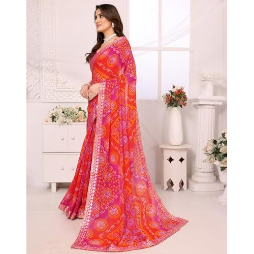 Yashika Women's Woven Latest Georgette Saree with Lace and Blouse Material (AZ-YS-P1-AACHAL-KORAM-Parent_Pink)