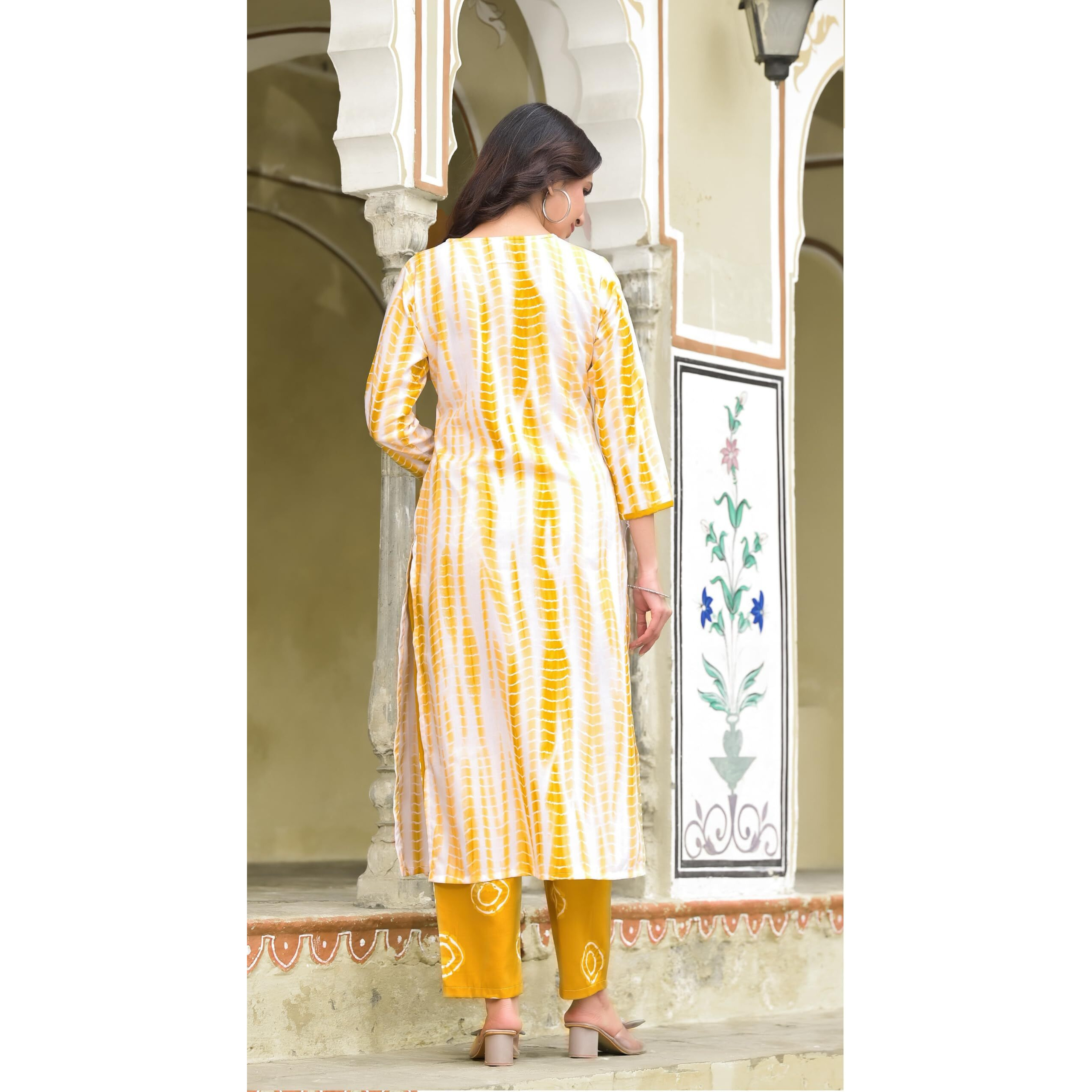KLOSIA Women Straight Printed Kurta and Pant Set with Dupatta | Ethnic Set | Dupatta Set | Suit Set | Kurta Set | Wedding Suit | (XX-Large) Yellow