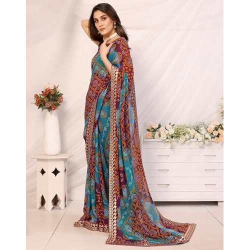 Yashika Women's Woven Latest Georgette Saree with Lace and Blouse Material (AZ-YS-P1-AACHAL-KORAM-Parent_Brown)