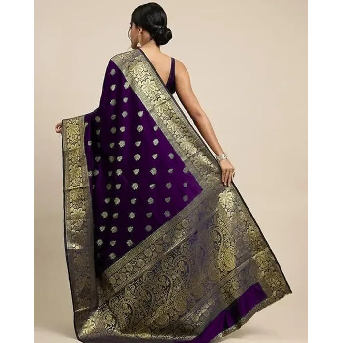 Yashika Women's Zari Woven Cotton Silk Jacquard Saree with Unstitched Blouse Material (AZ-YS-OG1-JYOTIKA Purple