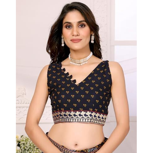 Yashika Women's Woven Latest Georgette Saree with Lace and Blouse Material (AZ-YS-P1-AACHAL-KORAM-Parent_Rama)