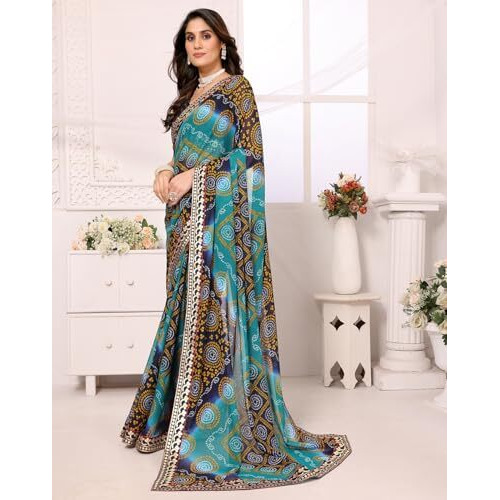 Yashika Women's Woven Latest Georgette Saree with Lace and Blouse Material (AZ-YS-P1-AACHAL-KORAM-Parent_Rama)
