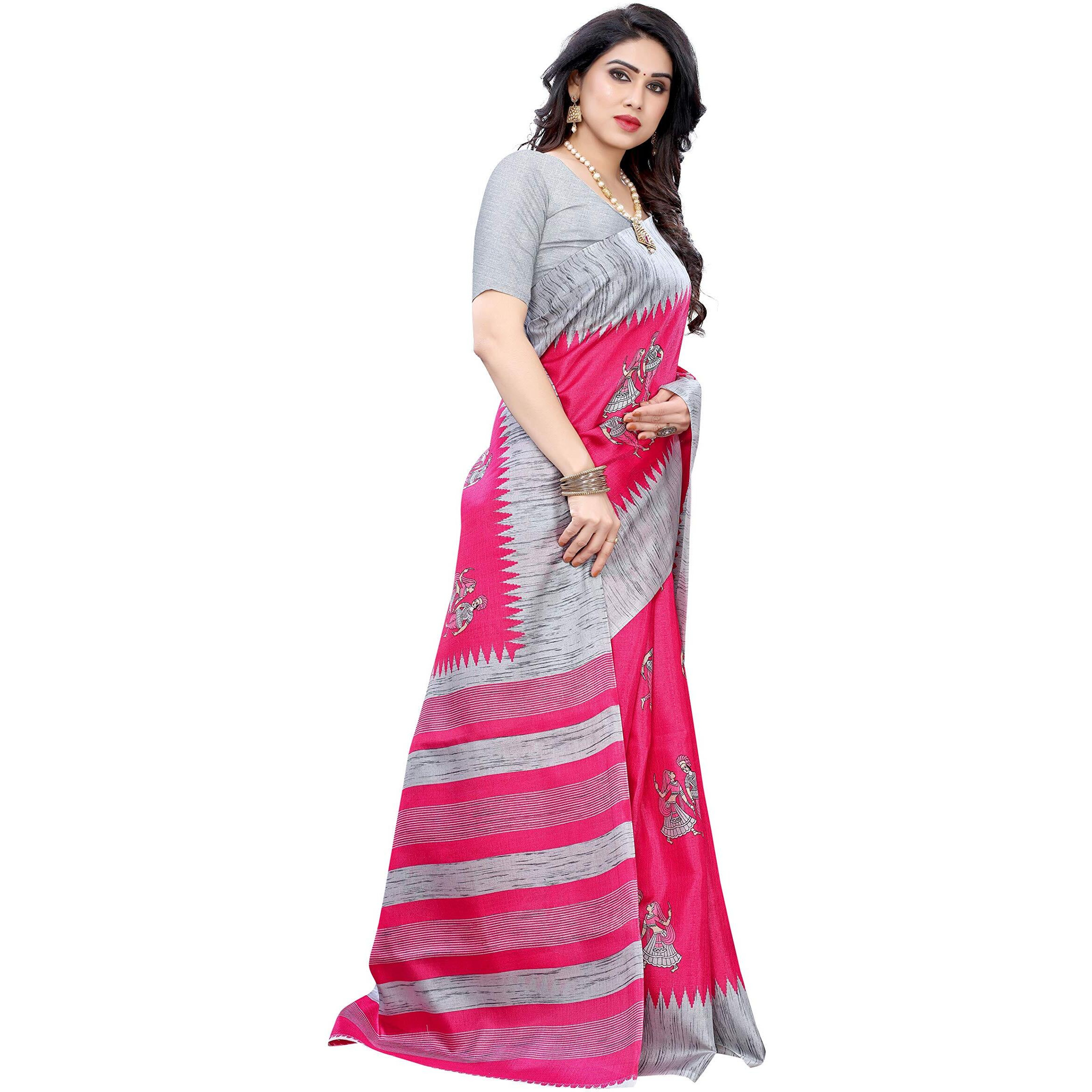 Yashika Women's Woven Art Silk Saree (NAURTA Pink