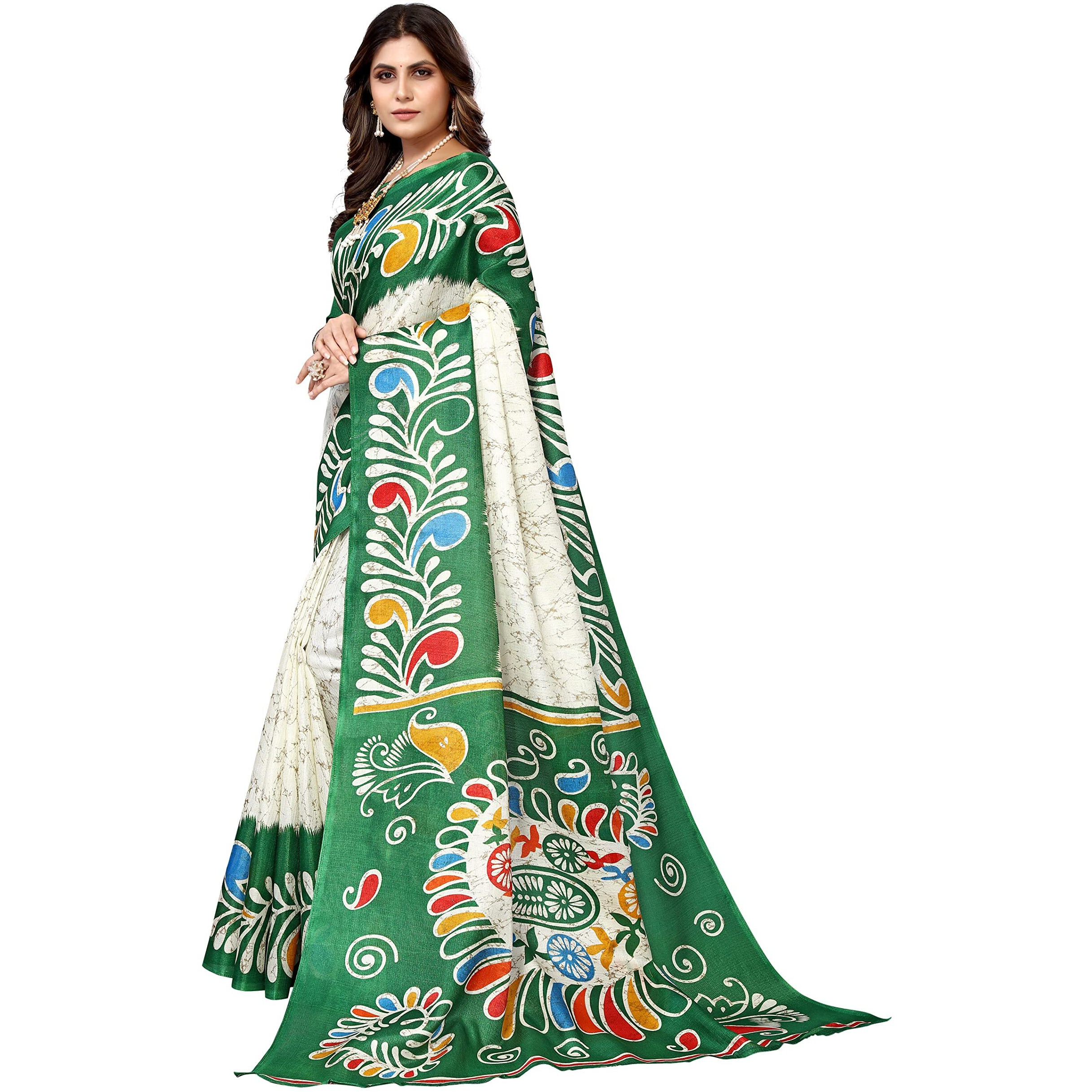Yashika Women's Khadi Saree With Blouse Piece(URMI GREEN)