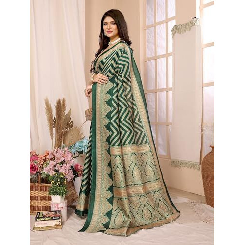 Yashika Women's Woven Printed Art Silk Saree with Unstitched Blouse Material (AZ-YS-P1-BINDU-Parent_Green)